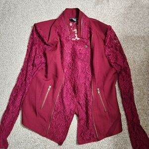 Women's Burgundy Lace Jacket